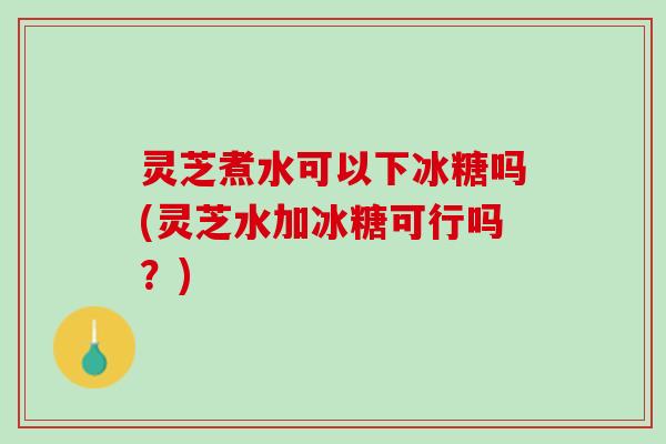 灵芝煮水可以下冰糖吗(灵芝水加冰糖可行吗？)