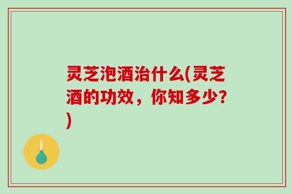 灵芝泡酒治什么(灵芝酒的功效，你知多少？)
