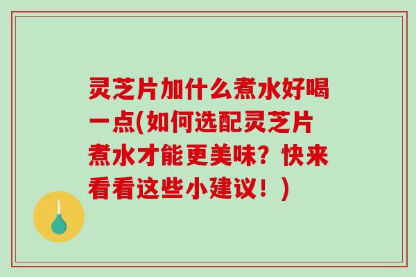 灵芝片加什么煮水好喝一点(如何选配灵芝片煮水才能更美味？快来看看这些小建议！)