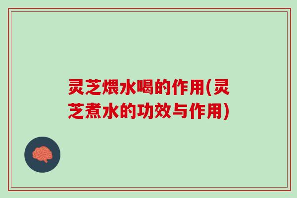 灵芝煨水喝的作用(灵芝煮水的功效与作用)