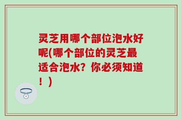 灵芝用哪个部位泡水好呢(哪个部位的灵芝最适合泡水？你必须知道！)