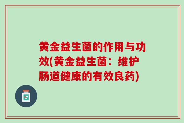 黄金益生菌的作用与功效(黄金益生菌：维护肠道健康的有效良药)