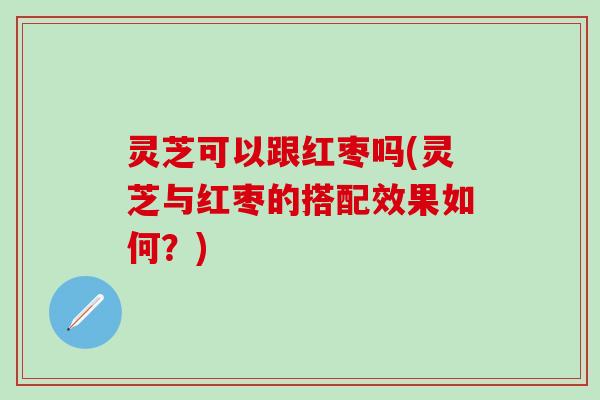 灵芝可以跟红枣吗(灵芝与红枣的搭配效果如何？)