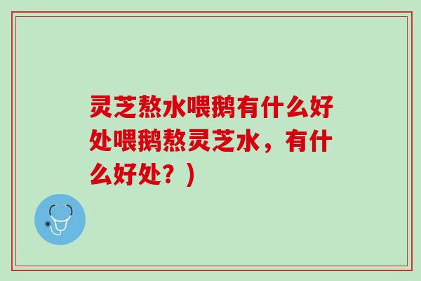 灵芝熬水喂鹅有什么好处喂鹅熬灵芝水，有什么好处？)