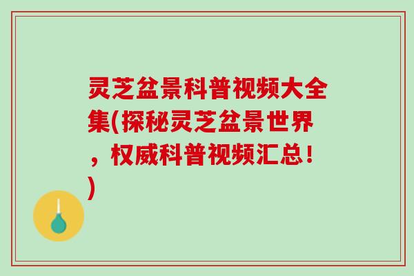 灵芝盆景科普视频大全集(探秘灵芝盆景世界，权威科普视频汇总！)