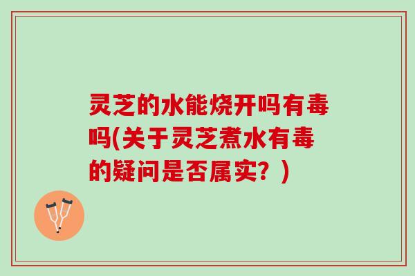 灵芝的水能烧开吗有毒吗(关于灵芝煮水有毒的疑问是否属实？)