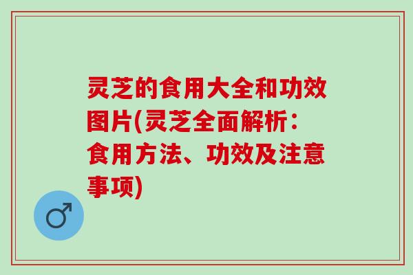 灵芝的食用大全和功效图片(灵芝全面解析：食用方法、功效及注意事项)