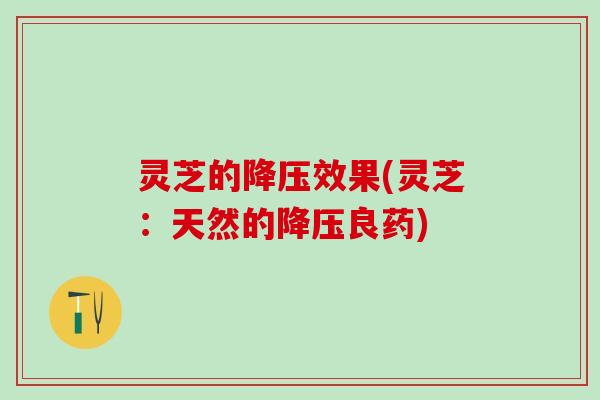 灵芝的降压效果(灵芝：天然的降压良药)