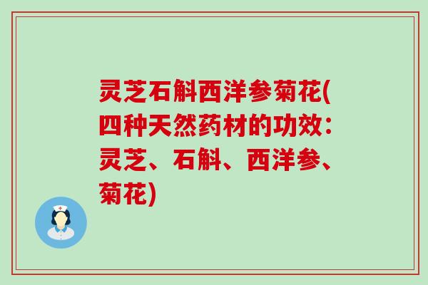 灵芝石斛西洋参菊花(四种天然药材的功效：灵芝、石斛、西洋参、菊花)