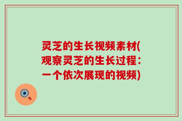 灵芝的生长视频素材(观察灵芝的生长过程：一个依次展现的视频)