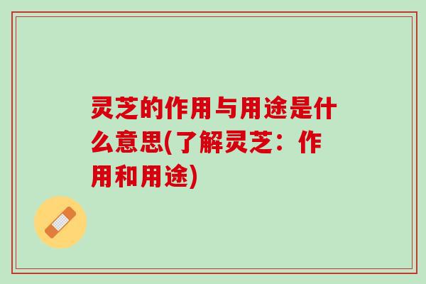 灵芝的作用与用途是什么意思(了解灵芝：作用和用途)