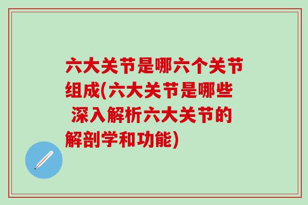 六大关节是哪六个关节组成(六大关节是哪些 深入解析六大关节的解剖学和功能)