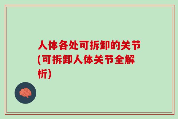 人体各处可拆卸的关节(可拆卸人体关节全解析)