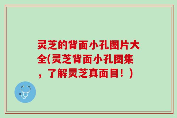 灵芝的背面小孔图片大全(灵芝背面小孔图集，了解灵芝真面目！)
