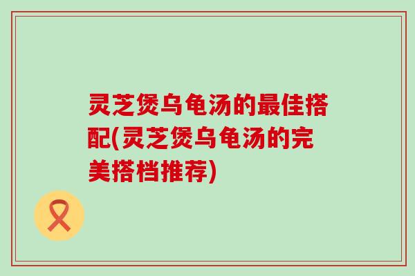 灵芝煲乌龟汤的最佳搭配(灵芝煲乌龟汤的完美搭档推荐)
