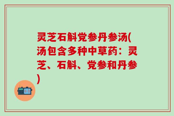 灵芝石斛党参丹参汤(汤包含多种中草药：灵芝、石斛、党参和丹参)