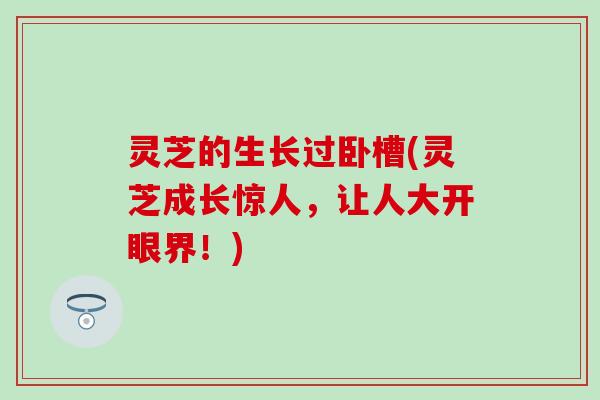 灵芝的生长过卧槽(灵芝成长惊人，让人大开眼界！)