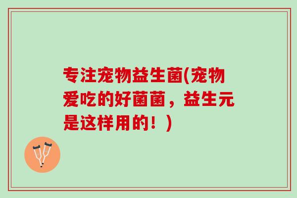专注宠物益生菌(宠物爱吃的好菌菌,益生元是这样用的!) 专注宠物益生菌(宠物爱吃的好菌菌,益生元是这样用的!)