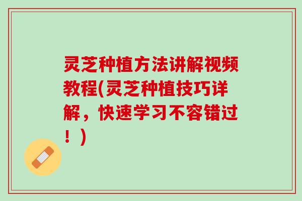 灵芝种植方法讲解视频教程(灵芝种植技巧详解，快速学习不容错过！)