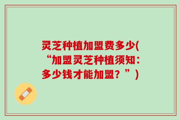 灵芝种植加盟费多少(“加盟灵芝种植须知：多少钱才能加盟？”)