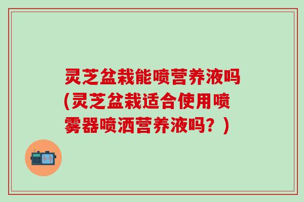 灵芝盆栽能喷营养液吗(灵芝盆栽适合使用喷雾器喷洒营养液吗？)