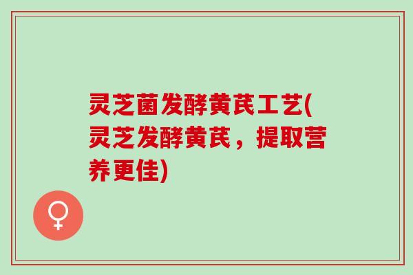 灵芝菌发酵黄芪工艺(灵芝发酵黄芪，提取营养更佳)