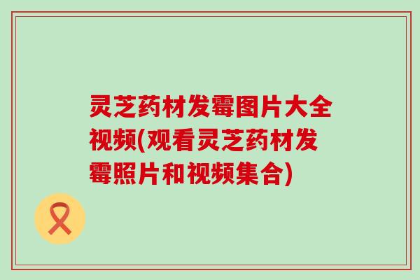 灵芝药材发霉图片大全视频(观看灵芝药材发霉照片和视频集合)