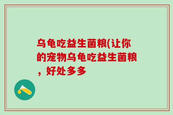 乌龟吃益生菌粮(让你的宠物乌龟吃益生菌粮，好处多多