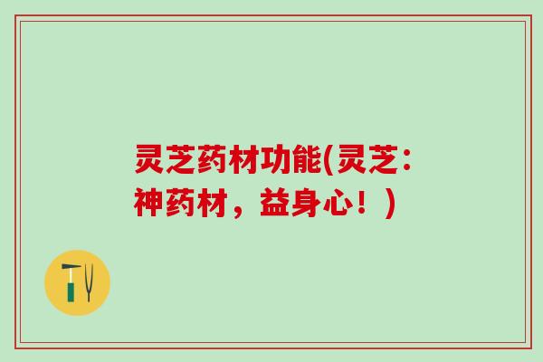 灵芝药材功能(灵芝：神药材，益身心！)
