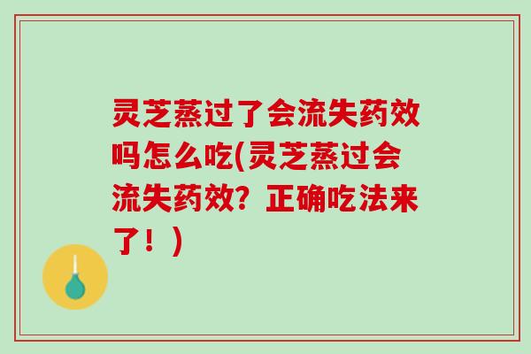 灵芝蒸过了会流失药效吗怎么吃(灵芝蒸过会流失药效？正确吃法来了！)