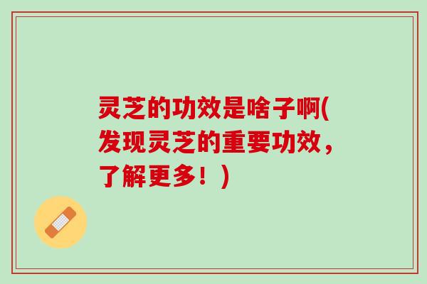 灵芝的功效是啥子啊(发现灵芝的重要功效，了解更多！)