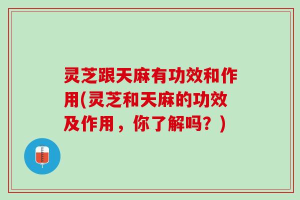 灵芝跟天麻有功效和作用(灵芝和天麻的功效及作用，你了解吗？)