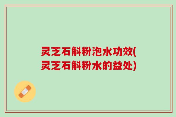 灵芝石斛粉泡水功效(灵芝石斛粉水的益处)