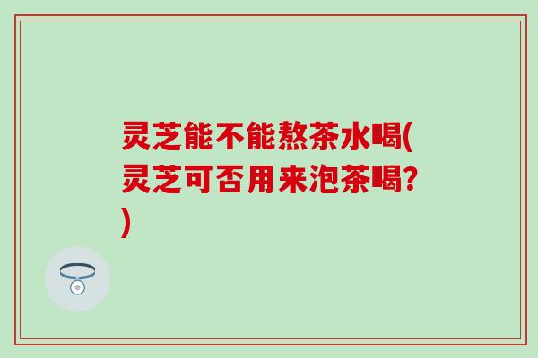 灵芝能不能熬茶水喝(灵芝可否用来泡茶喝？)