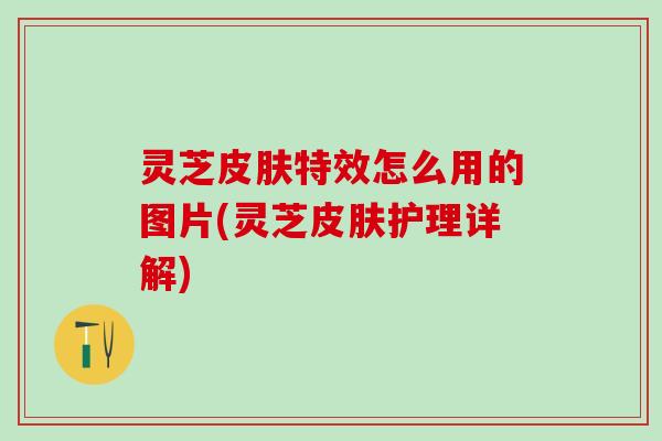 灵芝皮肤特效怎么用的图片(灵芝皮肤护理详解)