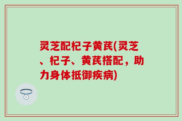 灵芝配杞子黄芪(灵芝、杞子、黄芪搭配，助力身体抵御疾病)