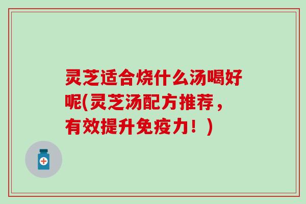 灵芝适合烧什么汤喝好呢(灵芝汤配方推荐，有效提升免疫力！)