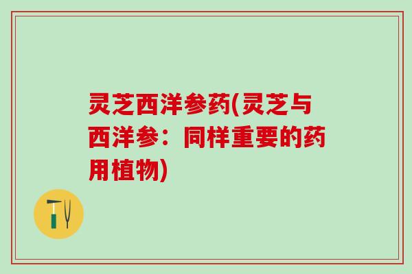 灵芝西洋参药(灵芝与西洋参：同样重要的药用植物)