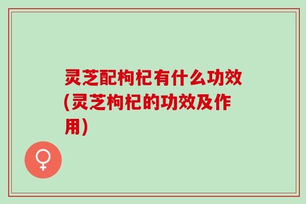 灵芝配枸杞有什么功效(灵芝枸杞的功效及作用)