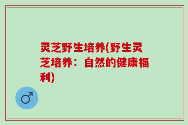 灵芝野生培养(野生灵芝培养：自然的健康福利)