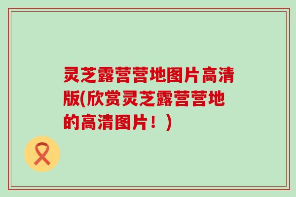 灵芝露营营地图片高清版(欣赏灵芝露营营地的高清图片！)