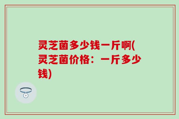 灵芝菌多少钱一斤啊(灵芝菌价格：一斤多少钱)