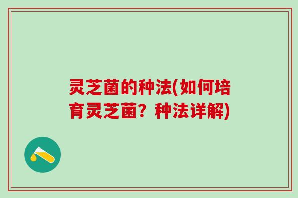 灵芝菌的种法(如何培育灵芝菌？种法详解)