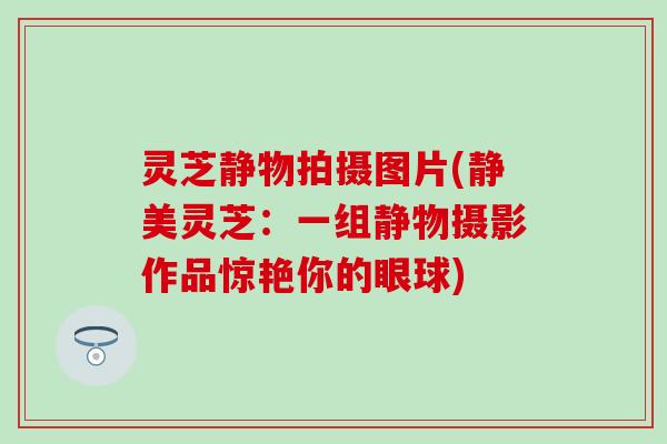 灵芝静物拍摄图片(静美灵芝:一组静物摄影作品惊艳你的眼球) 灵芝静物拍摄图片(静美灵芝:一组静物摄影作品惊艳你的眼球)