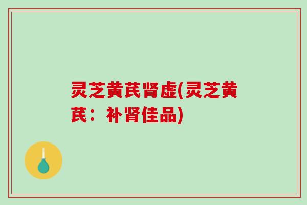灵芝黄芪肾虚(灵芝黄芪：补肾佳品)