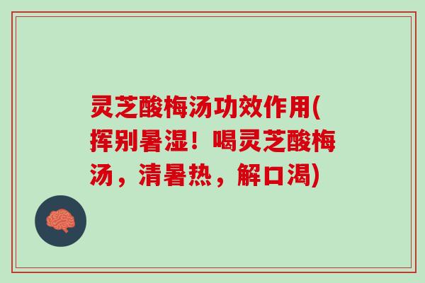 灵芝酸梅汤功效作用(挥别暑湿！喝灵芝酸梅汤，清暑热，解口渴)