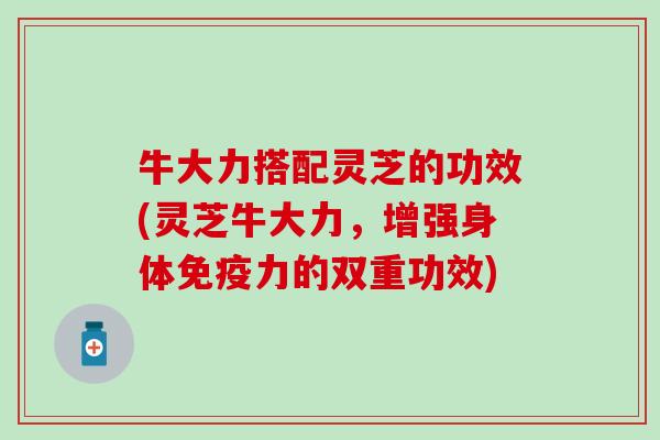 牛大力搭配灵芝的功效(灵芝牛大力，增强身体免疫力的双重功效)