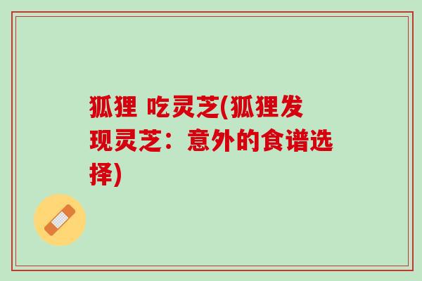 狐狸 吃灵芝(狐狸发现灵芝：意外的食谱选择)