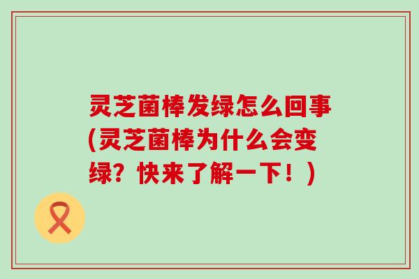 灵芝菌棒发绿怎么回事(灵芝菌棒为什么会变绿？快来了解一下！)