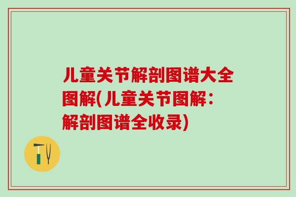 儿童关节解剖图谱大全图解(儿童关节图解：解剖图谱全收录)